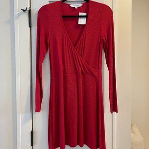 Intermix Serena Wrap Front Knit Mini Dress, size medium, red